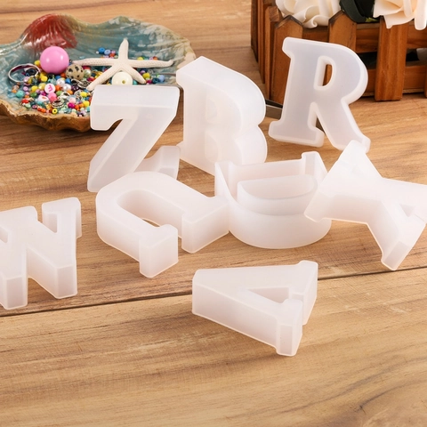 Molde de Silicona con Letras del Alfabeto 3D para Fundición de Resina Herramientas para Hornear Chocolate Molde Blanco