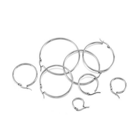Stainless Steel Round Hoop Earrings DIY Jewelry Findings Gold Steel Color Minimalist Geometric Circle Earrings For Women