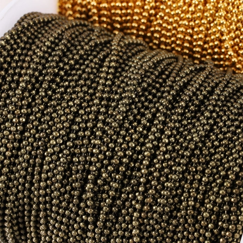DIY Jewelry Making Electroplated Copper Ball Chain For Necklace Bracelet Accessory Gold Silver Gun Black Bronze Ball Bead Chain Material
