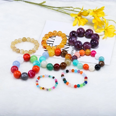 DIY Jewelry Making Acrylic Round Spacer Beads Marble Pattern Drilled Loose Beads For Bracelet Necklace Craft Accessories