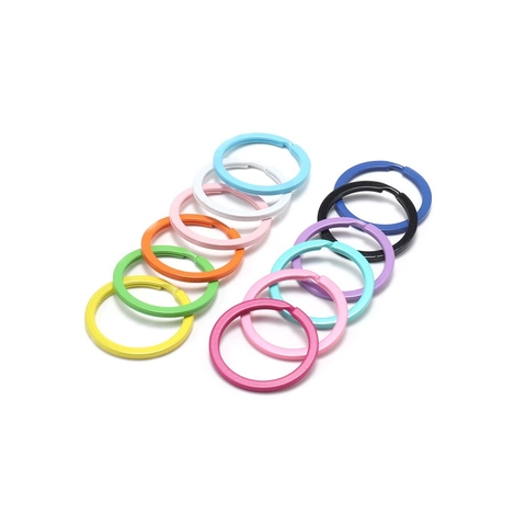 10PCS Anelli Portachiavi Piatti in Ferro Colorati 30mm Portachiavi in Metallo per Fai da Te Artigianato Gioielli Accessori