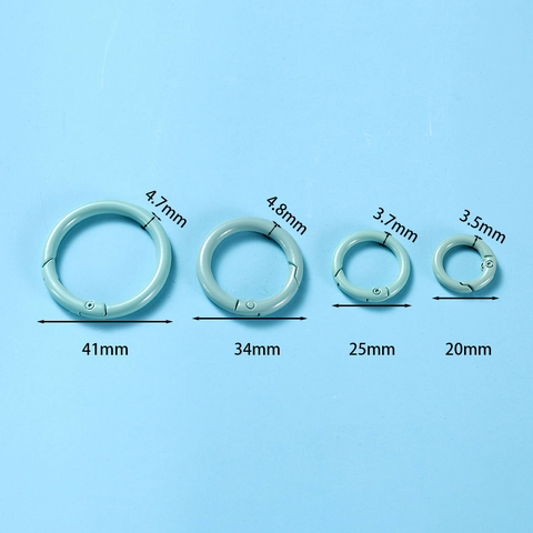 Minimalistisch Gelakt Zinklegering Veer O-Ring Musquetonhaken Snoepkleur Rond Open Karabijnsluiting Sleutelhanger Ring DIY Sieraden Componenten