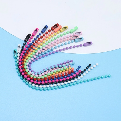 DIY Colorful Metal Ball Chain With Connector Clasp Baking Varnish Iron Bead Chain For Keychain Tag Jewelry Making Findings