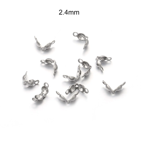 Stainless Steel Bead Tips Calotte Ends Double Loop Crimp Covers For DIY Necklace Bracelet Making Gold Silver Jewelry Findings