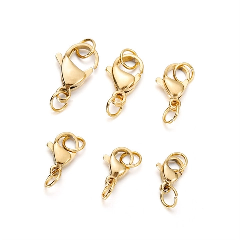 Chiusura a Moschettone in Acciaio Inossidabile E Anellini Aperti Kit per Creazione Gioielli DIY Connettore per Collana Bracciale Oro Argento