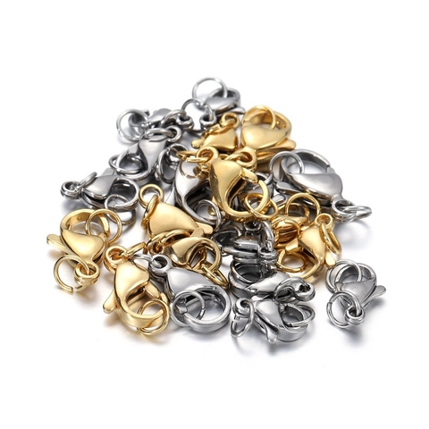 Chiusura a Moschettone in Acciaio Inossidabile E Anellini Aperti Kit per Creazione Gioielli DIY Connettore per Collana Bracciale Oro Argento