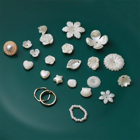 ABS Imitation Artificial Pearl Flower Loose Beads For DIY Jewelry Making Rose Bow Heart Star Shapes Plastic Beads For Craft Clothing Decor