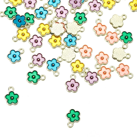 Colgantes de Aleación de Esmalte de Flores y Golondrinas para Joyería DIY Abalorios de Esmalte Floral para Collares Pulseras Accesorios Hechos a Mano