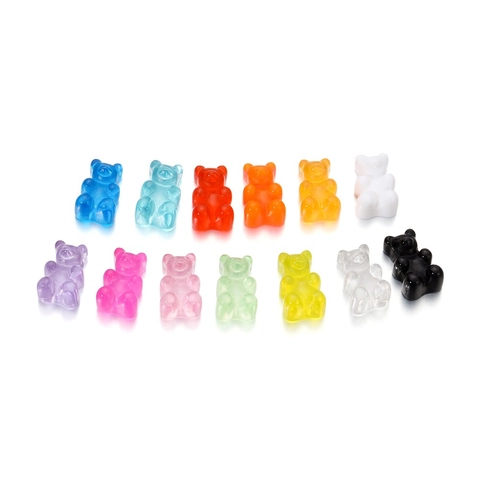Transparent Gummy Bear Resin Pendants For DIY Jewelry Making Colorful Cartoon Animal Charms For Necklace Bracelet Crafting