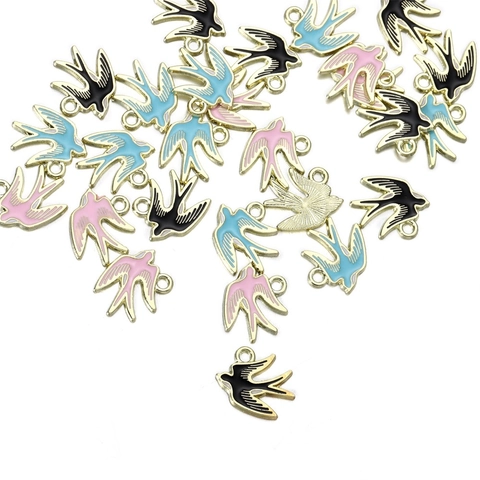Alloy Enamel Swallow Bird Pendants DIY Jewelry Making Supplies For Necklace Bracelet Earring Women Fashion Bird Charms