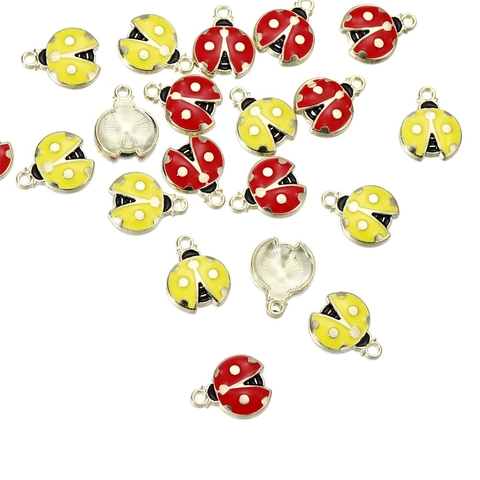Cartoon Lieveheersbeestje Emaille Charms Rood Geel Legering Dier Hangers Voor DIY Oorbellen Armband Ketting Sieraden Maken