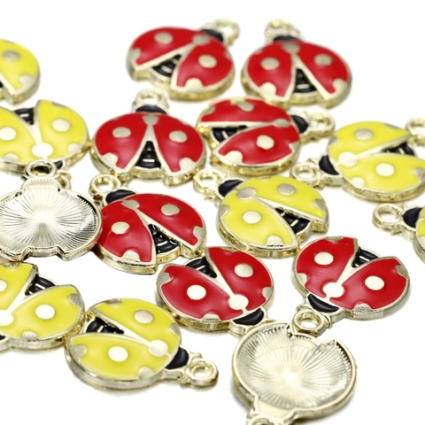 Cartoon Lieveheersbeestje Emaille Charms Rood Geel Legering Dier Hangers Voor DIY Oorbellen Armband Ketting Sieraden Maken