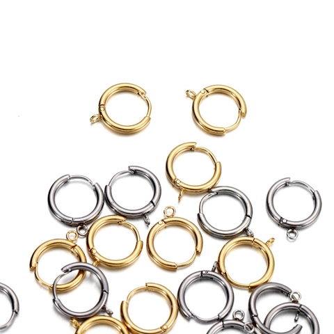 High Quality Stainless Steel Round Hinged Earring Hooks With Eyelet Loop For DIY Jewelry Making Findings Gold Silver Clasp Earring Base