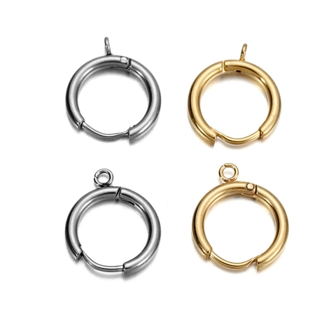 High Quality Stainless Steel Round Hinged Earring Hooks With Eyelet Loop For DIY Jewelry Making Findings Gold Silver Clasp Earring Base
