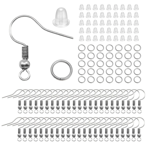 DIY Earring Making Kit With Alloy Ear Hooks Open Jump Rings And Silicone Earring Backs Assorted Metal Craft Jewelry Findings Assortment