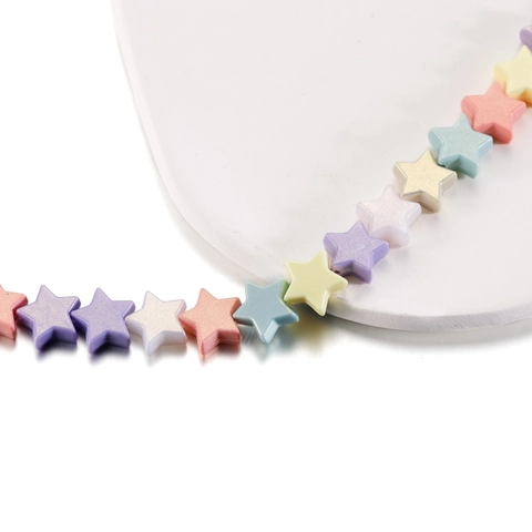 Perles en Acrylique Forme d'Étoile Couleur Macaron Perles Intercalaires Perforées Pour Fabrication de Bijoux DIY Bracelet Collier Accessoires