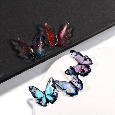 DIY Butterfly Pendant Resin Epoxy Charms Gradient Gold Foil Sparkling Butterfly Crafts For Jewelry Making Earrings Necklace Phone Cases
