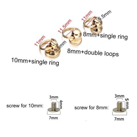Zinc Alloy Screw Back Monk Head Rivet With Pull Ring For DIY Leather Craft Bag Accessories Mobile Phone Case Decoration