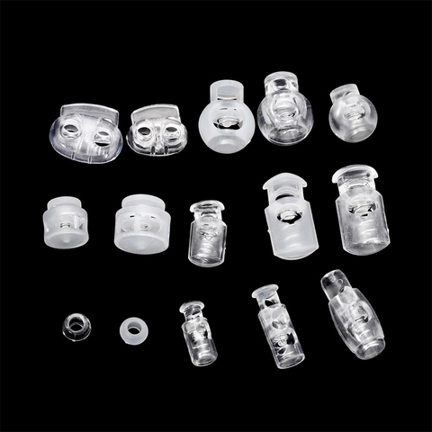 Transparent Plastic Spring Cord Locks Toggle Stoppers For Drawstrings Bags Clothing DIY Craft Accessories Spring Loaded