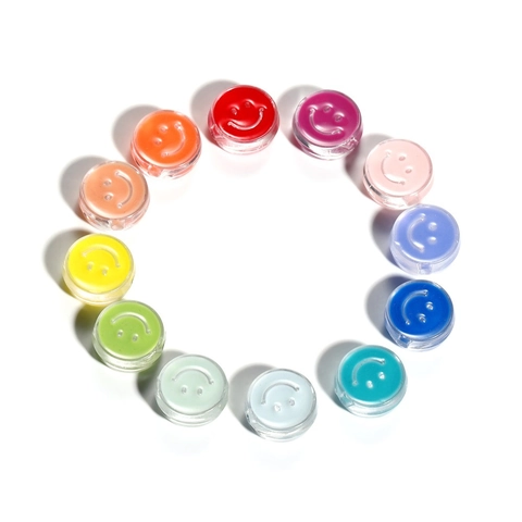 Acrylic Smile Face Beads Flat Round Drip Oil Spacer Beads For DIY Jewelry Making Bracelet Necklace Handcraft Materials