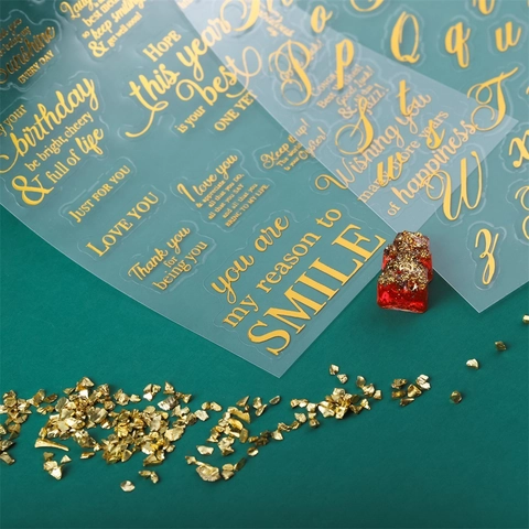 Vintage Bronzing Goudfolie Decoratieve Stickers Bloemen Engelse Letter DIY PET Materiaal Stickers Voor Scrapbooking Cadeau Decor