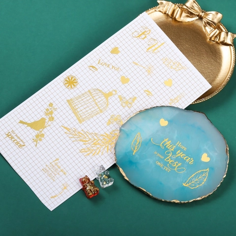 Adesivi Vintage Oro Stampa a Caldo Frasi Inglesi Alfabeto Floreale Timbro Postale PET Adesivi Per Scrapbooking DIY Decorazione Di Natale