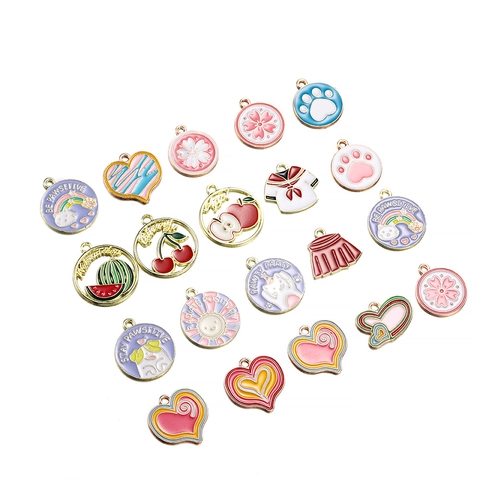 DIY Jewelry Making Alloy Enamel Drip Oil Pendants Fruit Heart Easter Egg Cat Patterns For Necklace Bracelet Keychain Earrings