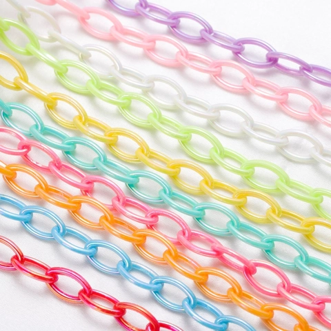 Acrylic Iridescent Oval Link Chain For Bags Phone Jewelry DIY Handicraft Multicolored Decorative Accessory Chain
