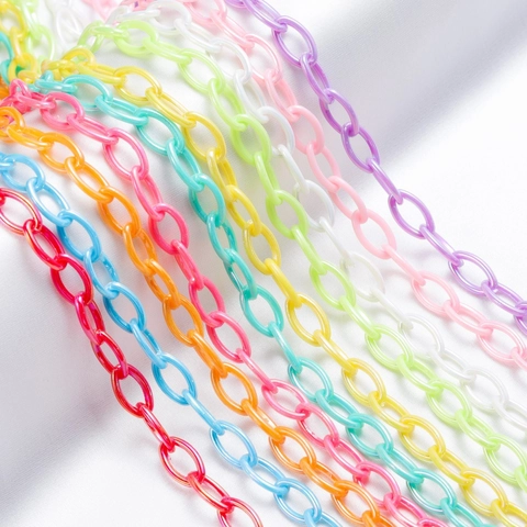 Acrylic Iridescent Oval Link Chain For Bags Phone Jewelry DIY Handicraft Multicolored Decorative Accessory Chain