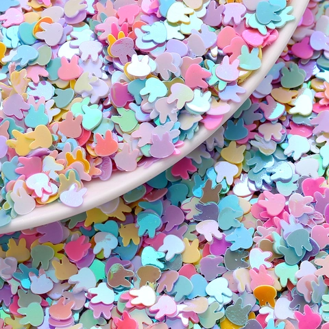 Paillettes à Ongles en Forme de Lapin Iridescent Couleur AB Flocons de Paillettes pour Décoration de Manucure DIY PET