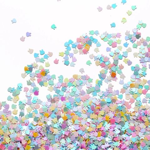 Paillettes à Ongles en Forme de Lapin Iridescent Couleur AB Flocons de Paillettes pour Décoration de Manucure DIY PET
