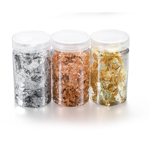 Metallic Foil Flakes For Nail Art DIY Resin Jewelry Making Painting Crafts Irregular Gold Silver Rose Gold Bottled Tweezers
