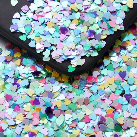 Heart Shaped Iridescent Nail Sequins 9 Colors Colorful Glitter Flakes For DIY Art Manicure Decoration Craft Supplies