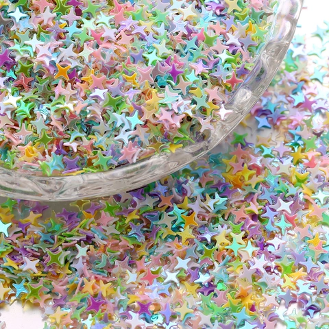 Paillettes de Nail Art Étoile à Quatre Branches Aurore Iridescente Couleurs Mixtes Nacrées Pour Bricolage Maquillage Décoration de Fête