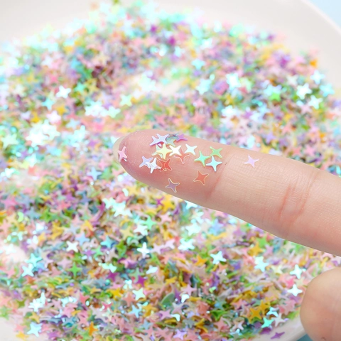 Paillettes de Nail Art Étoile à Quatre Branches Aurore Iridescente Couleurs Mixtes Nacrées Pour Bricolage Maquillage Décoration de Fête