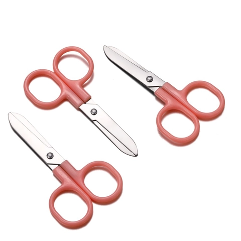 Forbici di Sicurezza a Punta Arrotondata per Bambini Impugnatura in Plastica Rosa Mini Forbici Portatili per Artigianato Scolastico
