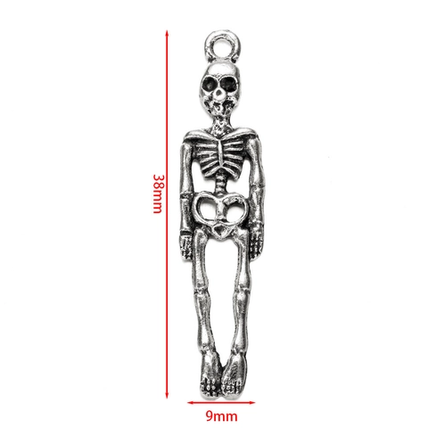 Ciondoli in Lega di Scheletro di Ossa Umane per Fai da Te Gioielli Argento Antico Punk Gotico Accessori Decorativi Halloween