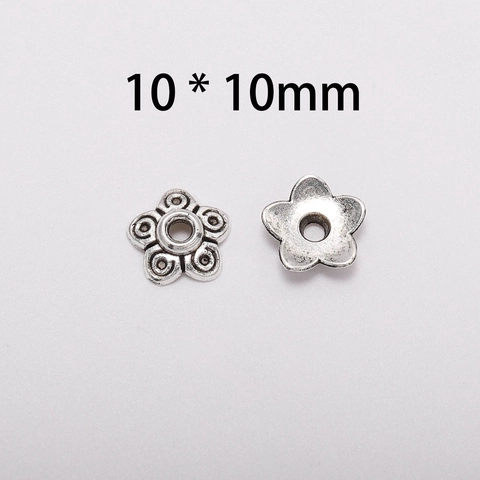 Retro Antique Silver Alloy Flower Five-pointed Star Bead Cap Spacer Beads For DIY Jewelry Making Accessories Material Components