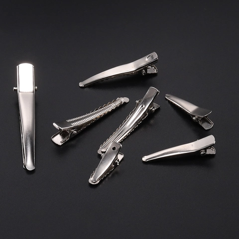 Iron Duckbill Alligator Hair Clips For DIY Hair Accessories Silver Professional Styling Sectioning Clips Electroplated Metal Findings