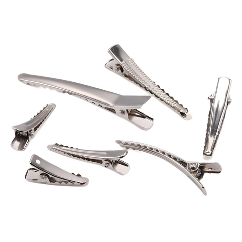 Iron Duckbill Alligator Hair Clips For DIY Hair Accessories Silver Professional Styling Sectioning Clips Electroplated Metal Findings