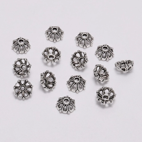 Alloy Hollow Flower Bead Caps Retro Ancient Silver Petal Spacer Beads For DIY Jewelry Making Pendants Accessories Findings