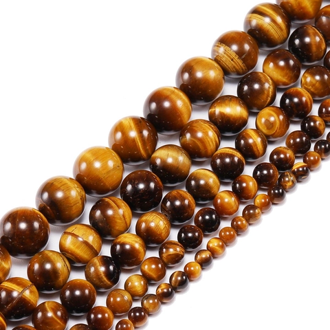 Cuentas Sueltas Redondas de Piedra de Ojo de Tigre Amarilla Natural Piedra de Energía Pulida para Creación de Joyas DIY Pulseras Collares