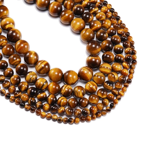 Cuentas Sueltas Redondas de Piedra de Ojo de Tigre Amarilla Natural Piedra de Energía Pulida para Creación de Joyas DIY Pulseras Collares