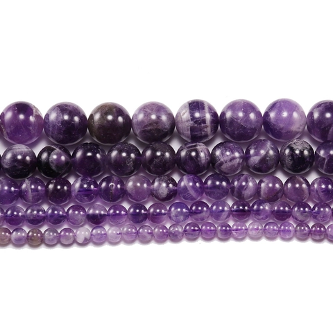 Natural Amethyst Round Beads Polished Purple Crystal Loose Beads For DIY Jewelry Making Bracelet Necklace Accessories