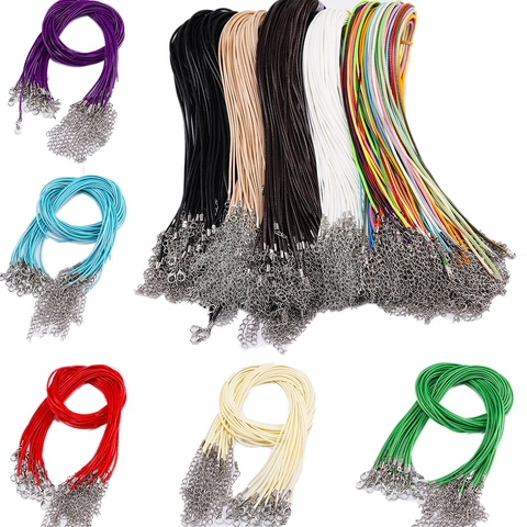 Cordón de Collar de Hilo Encerado DIY Con Cierre de Langosta de Aleación y Cadena de Extensión de Hierro Cordón para Colgante Tejido Multicolor para Hacer Joyas