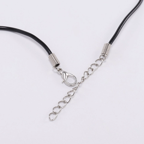 Cordón de Collar de Cuero Artificial DIY Con Cierre de Langosta de Plata Cadena de Extensión Cuerda de Cera Negra Base de Colgante