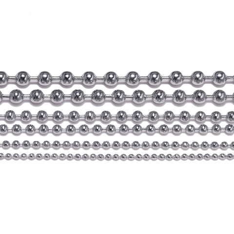 Stainless Steel Ball Chain Beaded Link For DIY Jewelry Making Necklace Bracelet Finding Accessories Steel Tone String Roll