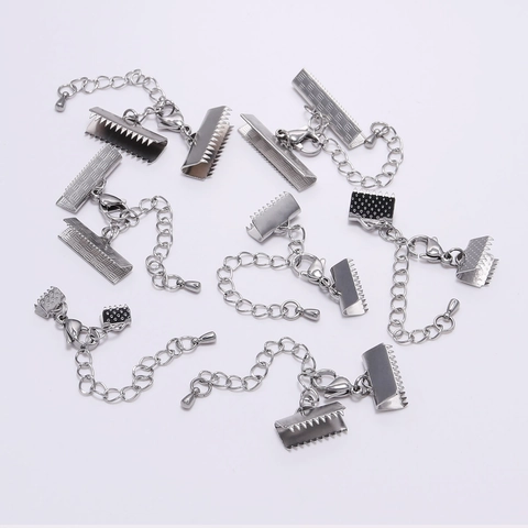 Clips d'Extrémité en Acier Inoxydable Chaîne d'Extension Avec Fermoir Mousqueton Pendentif Goutte d'Eau Set de Création de Bijoux