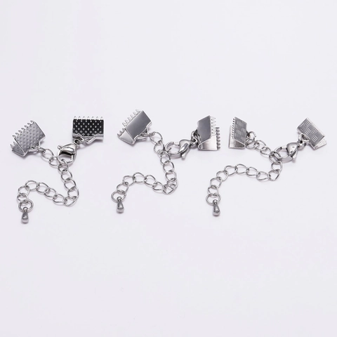 Clips d'Extrémité en Acier Inoxydable Chaîne d'Extension Avec Fermoir Mousqueton Pendentif Goutte d'Eau Set de Création de Bijoux