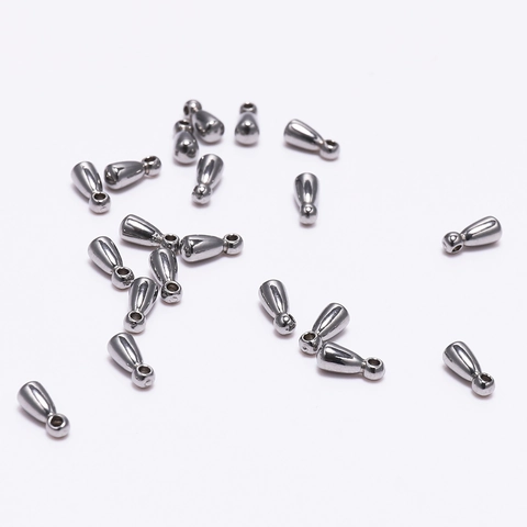 Stainless Steel Water Drop Pendants For DIY Jewelry Making Necklace Bracelet Tail Chain Ending Pendants Accessories